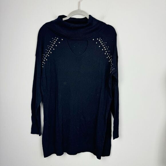 LANE BRYANT | Black Studded Cutout Turtleneck Funnel Sweater Women’s Size 14/16 - Picture 1 of 7